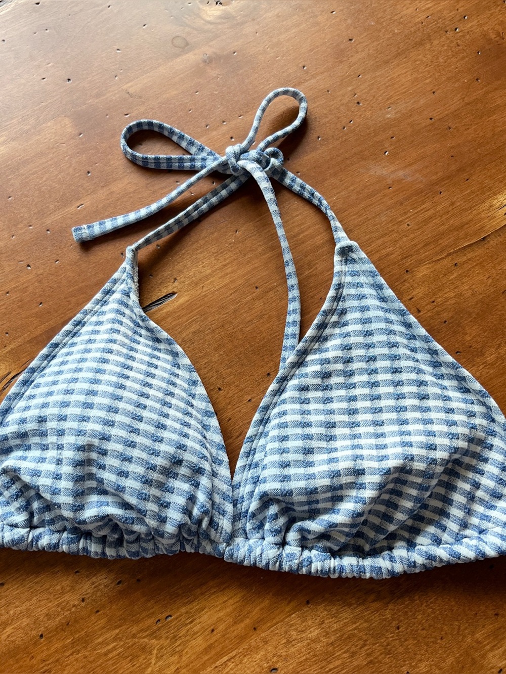 Wild Fable Blue Checkered String Bikini Top